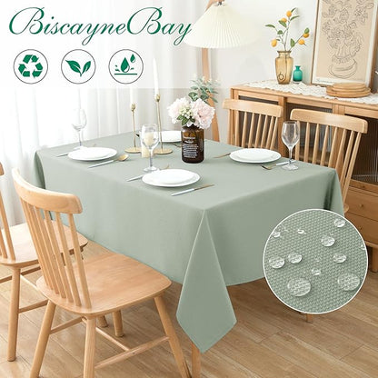 Biscaynebay Tablecloth for Rectangle Tables-60x108 Inch Sage Outdoor Picnic Table Cover-Rectangular Folding Reusable Table Cloths Water Resistant for Kitchen Camping Dining Room Patio Banquet Party
