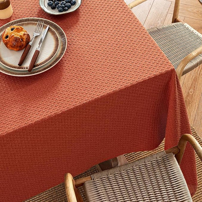 MIULEE Fall Tablecloth Burnt Orange Linen Cottton Table Cloth Rectangle Waterproof Spillproof Cross-Star Textured Table Cltoth Decorative Farmhouse for Dining Party Weddings 60x120 Inch