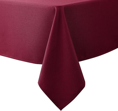 Biscaynebay Textured Fabric Christmas Rectangle Table Cloth 52x70 Inches, Burgundy Water Resistant Tablecloths for Dining, Kitchen, Wedding, Parties etc. Machine Washable