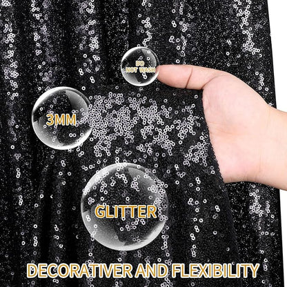 Sequin Backdrop 6x8FT Black Halloween Background Sequin Fabric Glitter Backdrop Curtains for Birthday Party Baby Shower Decoration