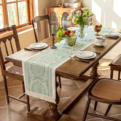Table Runners 138 Inches,Waterproof Boho Table Runner with Tassel Fringe,Table Runner for Party Coffee Table