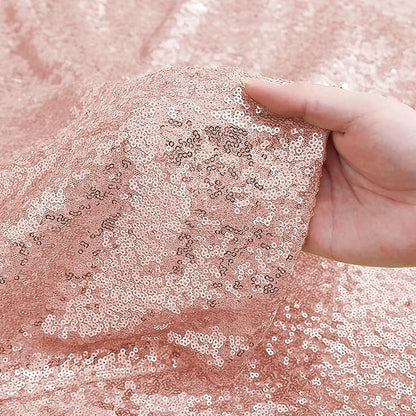 Sugargirl Rose Gold Sequin Backdrop Curtain 4 Panels 2FTx8FT Glitter Rose Gold Background Drapes Sparkle Photography Backdrop for Party Wedding Birthday Wall Decoration