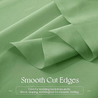 VACVELT Wedding Arch Draping Fabric Sage Green Chiffon, 1 Panel Sheer Drapes 30 Inch x 20ft Chiffon Backdrop Curtain Decor, Outdoor Sheer Drapery for Ceremony Party Ceiling