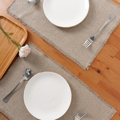 100% Pure Linen Placemats Set of 4 - 13 x 19 Inch Super Thick Noble Dining Table Place Mat for Wedding, Parties, Everyday, Holidays, Indoor Outdoor (4PCS, Linen)