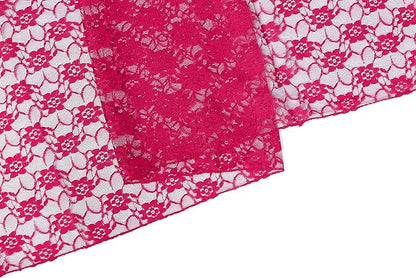 MDS Pack of 20 Wedding 12 x 108 inches Lace Table Runner for Wedding, Decorations for Birthday Parties, Banquets, Graduations, Engagements, and Runners fit Rectangle, Round Table- Magenat
