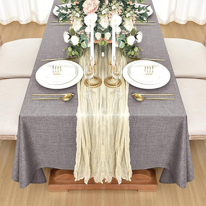 Fitable Faux Linen Tablecloths for Rectangle Tables: Water & Stain Resistant Farmhouse Table Cloth, Washable Burlap Textured Table Covers for Kitchen Dining Party(2 Pack, 52x70 Inch, Stone)