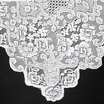 Juvale Rectangular Lace Tablecloth - White Lace, 54 x 72 in Vintage Floral Scalloped Polyester - Wedding & Tea Party Table Cloth & Baby Shower Tablecloth