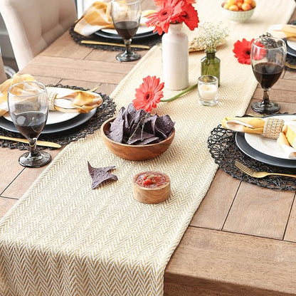 DII Woven Basic Tabletop Collection, Chevron Table Runner, 15x72, Honey Gold