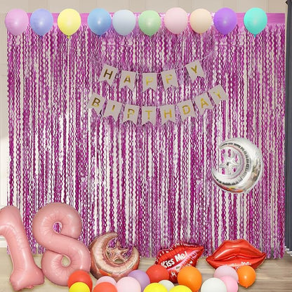 Purple Foil Curtains - 4 Pack 3.3 ft x 6.6 ft Wavy Fringe Curtain Backdrop for Party Photo Booth Props Decoration Mermaid Euphoria Themed | Purple Streamers for Mardi Gras Decorations