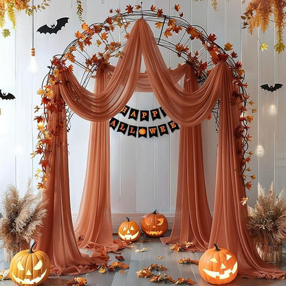 Terracotta Wedding Arch Draping Fabric 2 Panels 30'' x 20FT Terracotta Drapes Sheer Fabric Backdrop Arch Draping Fabrics for Wedding Ceremony Birthday Party Bridal Shower Decoration