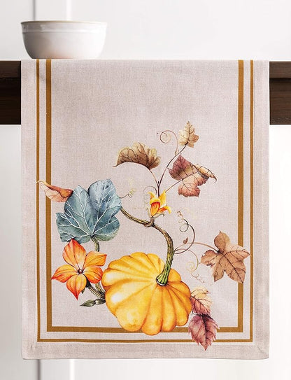 Maison d' Hermine Table Runner 100% Cotton Single Layer Table Runners 60 inches Long for Thanksgiving Christmas Decorations Home Kitchen Dining Party Wedding (Potiron, 14.5" x 60")