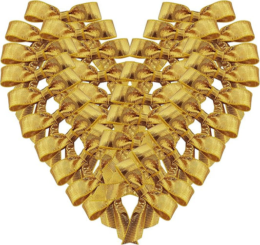 50pcs 1-1/2" Gold Satin Ribbon Bows Without Twist Ties for Gift Wrapping Packing Christmas Decoration (Gold)
