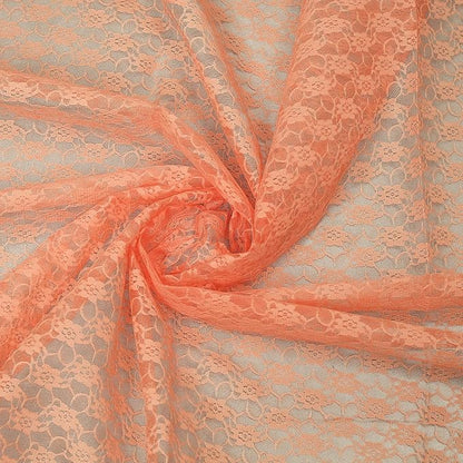 MDS Pack of 15 Wedding 12 x 108 inches Lace Table Runner for Wedding, Decorations for Birthday Parties, Banquets, Graduations, Engagements, and Runners fit Rectangle, Round Table- Peach