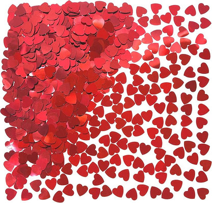 Red Love Heart Table Confetti - Valentines Day Party Foil Metallic Sequins Sprinkles Decorations, 60g