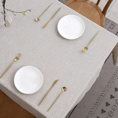 maxmill Flaxy Faux Linen Table Cloth with 2-Tone Slubby Texture Wrinkle Resistant Anti-Shrink Soft Tablecloth for Kitchen Dining Tabletop for Buffet Banquet Parties Rectangle 60 x 140 Inch Linen
