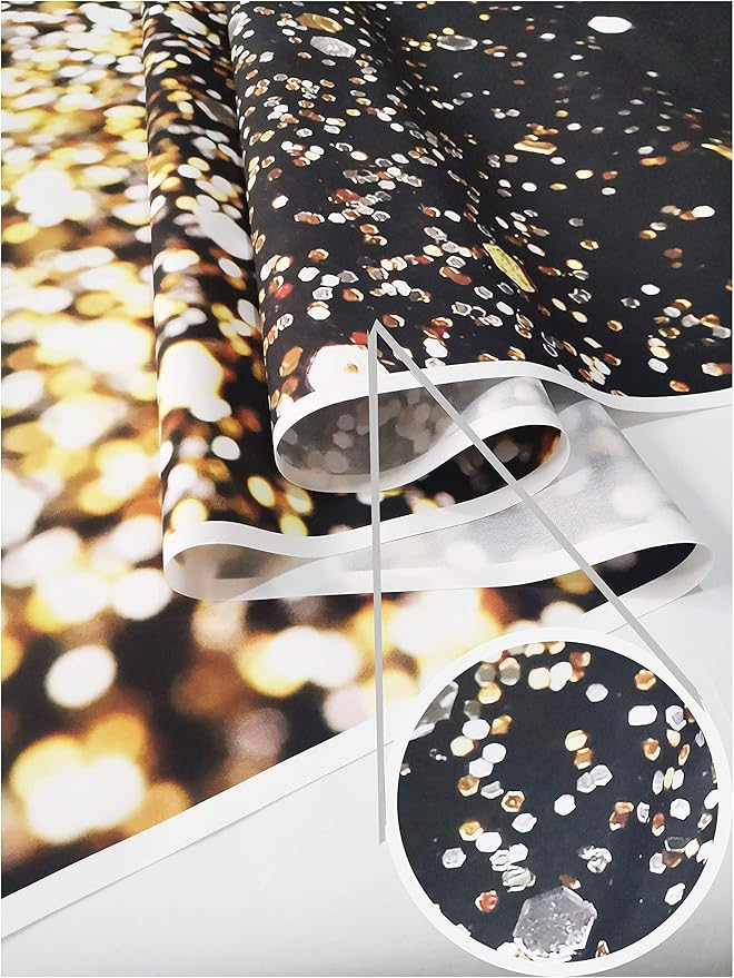 WOLADA Black and Gold Backdrop Golden Glitter Backdrop for Photography Wedding Birthday Baby Shower Party Photo Studio 5x7FT 11412