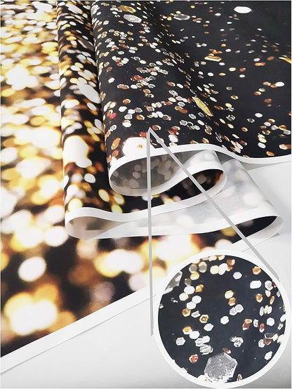 WOLADA Black and Gold Backdrop Golden Glitter Backdrop for Photography Wedding Birthday Baby Shower Party Photo Studio 5x7FT 11412