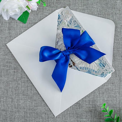 20 PCS 5.12x7.2 Butterfly Personalized Quinceanera Invitation, Customized XV Anos Laser Cut Invitation Cards with Envelopes (Silver Glitter Personalized)