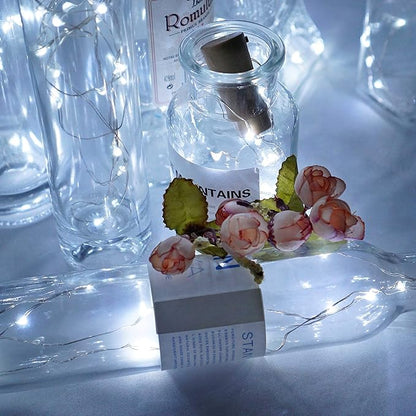 Wine Bottle Lights with Cork, LoveNite Battery Operated 20 LED Cork Shape Silver Wire Colorful Fairy Mini String Lights(No Bottles) for DIY, Party, Decor, Christmas, Halloween,Wedding (15, Cool White)