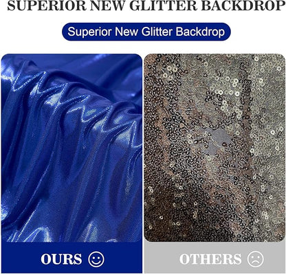 20x10ft Thick Royal Blue Glitter Backdrop Curtain Panels for Parties, Wrinkle Free Sequin Sparking Photo Backdrop Drapes, 4 Panels 5x10ft Shimmer Back Drop Cloth for Wedding Birthday Photography