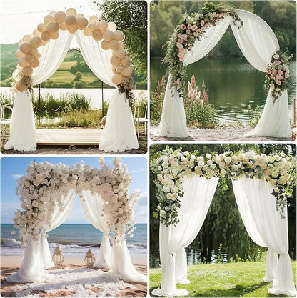 Wedding Arch Draping Fabric 4 Panels 28.7" x 20FT Ivory Sheer Chiffon Backdrop Drapes for Wedding Ceremony Birthday Party Bridal Shower Outdoor Decoration