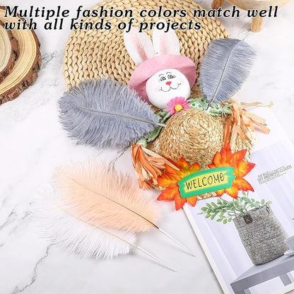 SOGUGOM Grey Craft Ostrich Feathers - 30PCS 6-8 inch Bulk Ostrich Feathers Kit for Kindergarten Crafts, Dream Catchers and DIY Projects(Grey)