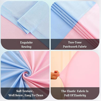 7.2FT 6FT Arch Backdrop Cover for Wedding, Set of 2 Stretchy Spandex Fitted Arch Stand Cover for Baby Shower, Birthday Party Decor, Chiara Backdrop Cover with Double-Sided Design(Pink, Blue)