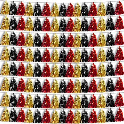 8P Black-Red Gold Foil Fringe Metallic Tassel Garland, Tassels Banner Streamers for Parade Floats, Bachelorette, Wedding, Birthday, Halloween, Christmas, Bridal/Baby Shower Party Decorations