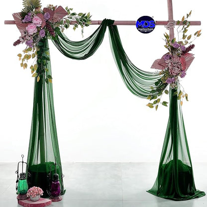 MDS Halloween Chiffon Draping Fabric - 1 Panel, 30" Wide x 50ft Long - Sheer Spooky Arbor & Canopy Drapery for Haunted House Backdrops, Party Ceilings, DIY Costumes & Themed Events - Hunter Green