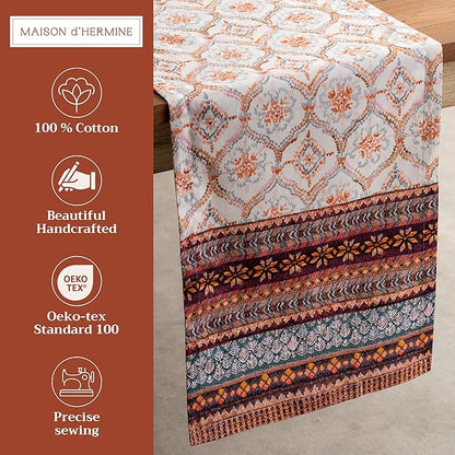 Maison d' Hermine Table Runner 100% Cotton Single Layer Table Runners 108 inches Long for Thanksgiving Christmas Decorations Home Kitchen Dining Party Wedding (Fair Isle, 14.5" x 108")