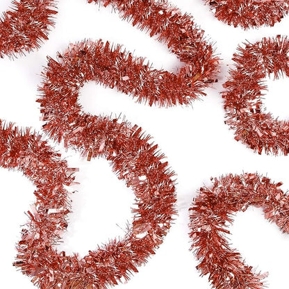 72 Feet Christmas Tinsel Garland Shiny Metallic Tinsel Twist Garland Streamers Ornaments Long Glitter Christmas Tree Hanging Decorations for Party Holiday Wedding Birthday Tree Wall Rail (Rose Gold)
