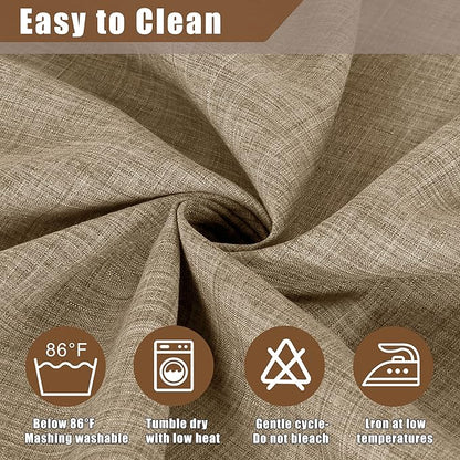 Fitable Faux Linen Rectangle Tablecloth 60 x 84 Inch - Fabric Neutral Table Cloth for 6 Foot Tables, Mocha Flax Look Kitchen Table Cover for Farmhouse, Dining, Party, Outdoor Picnic, Camping