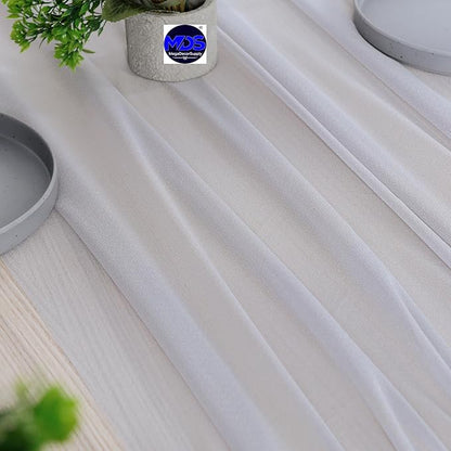 MDS 2 Pack 10ft Chiffon Table Runner 29 x 120 Inches Sheer Wedding Runner Romantic Rustic Table Runner for Wedding Decorations, Birthday Parties, Bridal Shower Party Arch Decor - Cool Gray