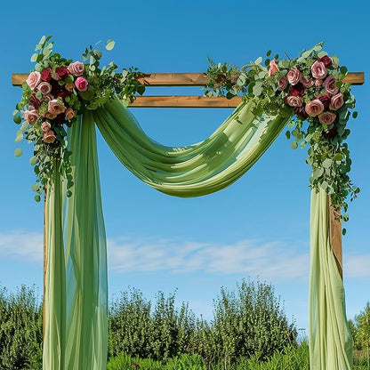 Wedding Arch Draping Fabric 1 Panel 28.7" x 20FT Sage Green Sheer Chiffon Backdrop Drapes for Wedding Ceremony Birthday Party Bridal Shower Outdoor Decoration