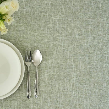 maxmill Flaxy Faux Linen Table Cloth with 2-Tone Slubby Texture Wrinkle Resistant Anti-Shrink Soft Tablecloth for Kitchen Dining Tabletop for Buffet Banquet Parties Rectangle 60 x 140 Inch Sage