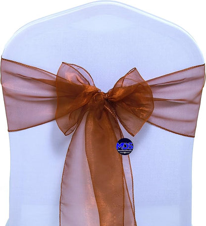 MDS Pack of 150 PCS Organza Chair Sashes Wider Dining Chair Bows Ribbon Tie Back for Wedding Party Birthday Bridal Shower Reception Event Banquet Home Chair Cover Decoration - Bronze