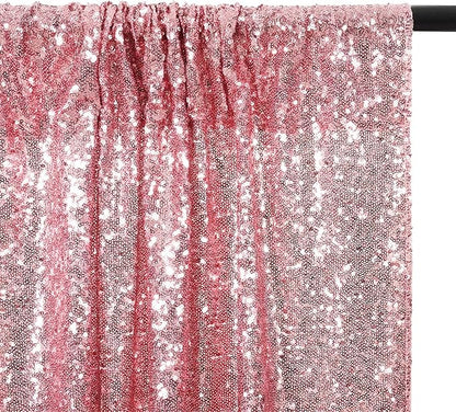 Poise3EHome Fuchsia Pink Sequin Backdrop Curtains, 2 Panels 2FTx8FT Glitter Background for Party Birthday Party Baby Shower Wedding Christmas Thanksgiving Holiday Festival Decor