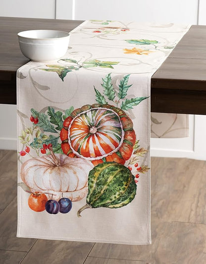 Maison d' Hermine Table Runner 100% Cotton Double Layer Table Runners 72 inches Long for Thanksgiving Christmas Decorations Home Kitchen Dining Party Wedding (Lumina, 14.5" x 72")