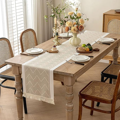 Table Runners 63 Inches,Waterproof Boho Table Runner with Tassel Fringe,Table Runner for Party Coffee Table