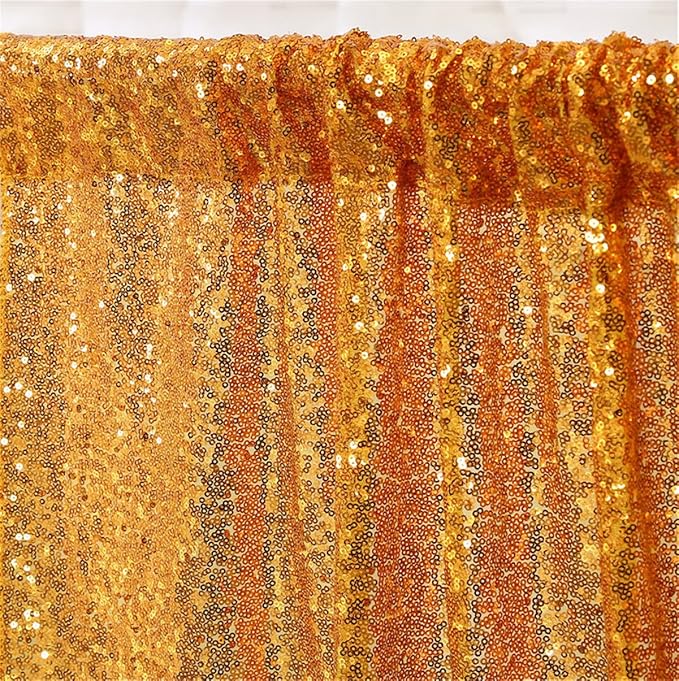 Eternal Beauty Yellow Gold Sequin Backdrop, 10x10 Ft Glitter Background Curtains for Shimmer Photography Party Wedding Birthday Back Drop Decor
