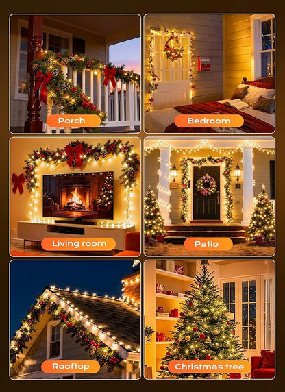 Minetom LED Clear Christmas String Lights, 100 Count 33 Feet LED Christmas Lights Bulb, Christmas Decorations Indoor, White Christma Tree Lights for Indoor Outdoor Xmas Wedding Party Festival