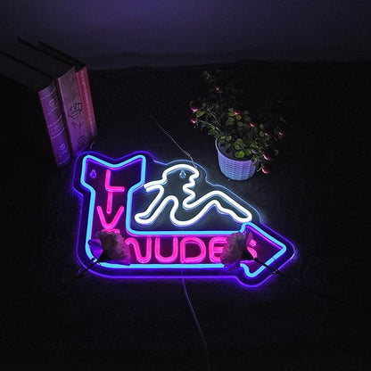 Neon Sign for Wall Décor LED Live Batchroom Changing Room Restroom Neon Lights Girls Art Signs with Dimmer for Man Cave Beer Bar Home Bedroom Hotel Pub Room Decor