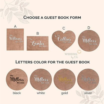 Wedding Guest Book Alternative, Medium - 16.1 inches (41 cm), Wooden Wish Book Circle, Unique Guest Book Sign, Wooden Guest Book, Wedding Autumn Decor, Wedding Wish Book, Wooden Rounded Guest Book