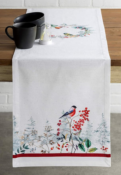 Maison d' Hermine Table Runner 100% Cotton Single Layer Table Runners 36 inches Long Decorative for Home Kitchen Dining Party Baby Shower Wedding Bridal Shower (Morzine, 14.50" x 36")