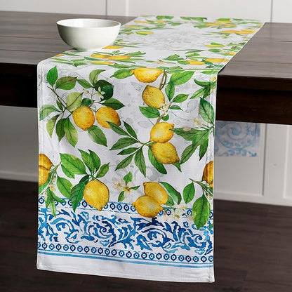 Maison d' Hermine Table Runner 100% Cotton Double Layer Table Runners 72 inches Long Decorative for Home Kitchen Dining Party Baby Shower Wedding Bridal Shower Spring Summer (Cedrat, 14.50" x 72")