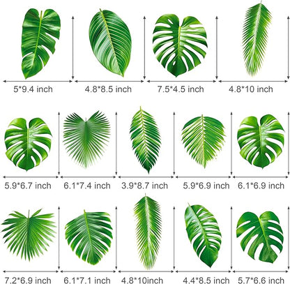 14pcs Palm Leaf Centerpiece Sticks Tropical Party Decorations for Table Green Leaves Theme Centerpieces Hawaiian Luau Party Decorations for Summer Jungle Theme Party Baby Shower Supplies