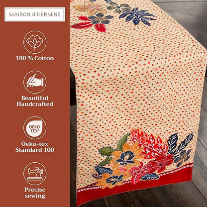Maison d' Hermine Table Runner 100% Cotton Double Layer Table Runners 72 inches Long for Thanksgiving Christmas Decorations Home Kitchen Dining Party Wedding (Kalahari, 14.5" x 72")