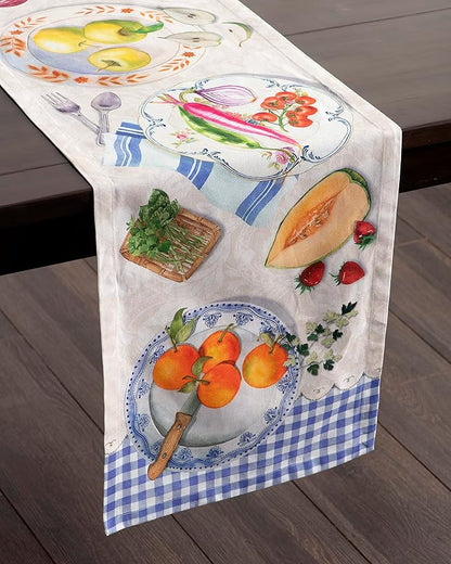 Maison d' Hermine Table Runner 100% Cotton Single Layer Table Runners 72 inches Long Decorative for Home Kitchen Dining Party Baby Shower Wedding Bridal Shower Spring Summer (Gourmand, 14.50" x 72")