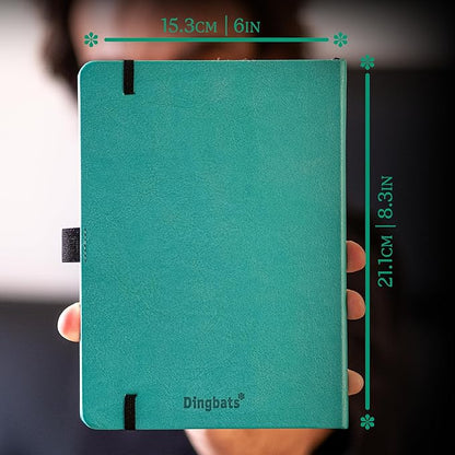 Dingbats* Earth Dotted Writing Journal Notebook A5 - Vegan Leather Hardcover - Ideal for Work, Travel - Pocket, Elastic Closure & Bookmark