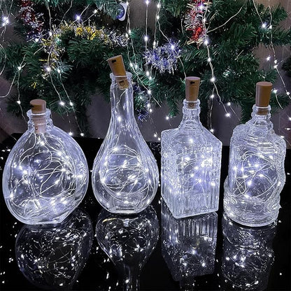 Wine Bottle Lights with Cork, 20 LEDs 6.6 Feet Silver Wire Cork Bottle Lights,Fairy Mini String Lights,for DIY Jar Halloween,Christmas,Party,Decor,Wedding Listing (18 Pack, Cool White)